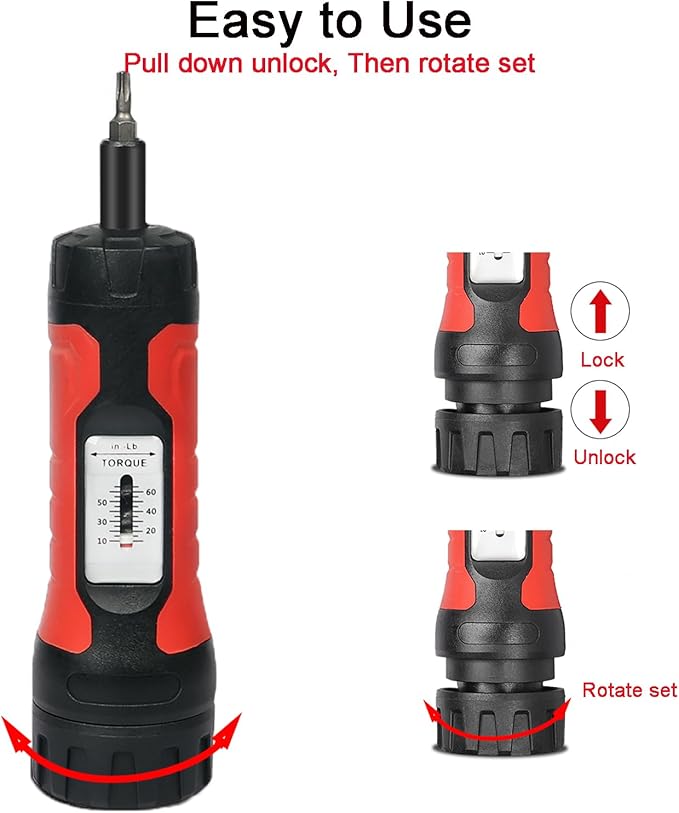 Torque Screwdriver, 10-65 Inch Pounds Torque Screwdriver Set for Maintenance, Tools, Bike Repair and Scope Mounting
