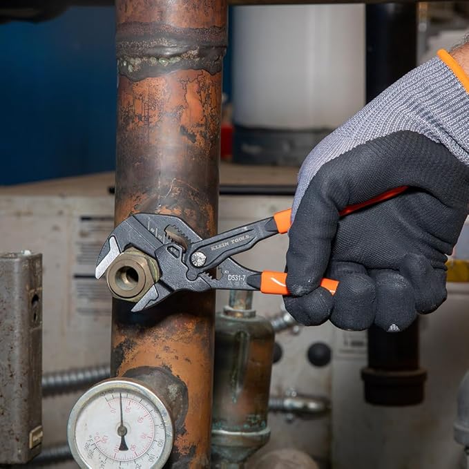 Klein Tools D5317 Compact Plier Wrench, High Leverage Multi-Use Adjustable Plier Wrench with Smooth Jaws, 7-Inch