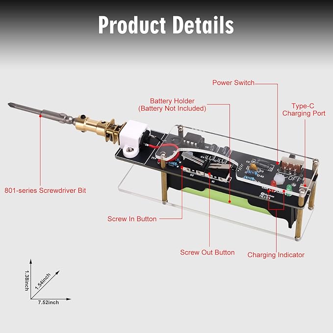 Solder Practice Kitโ DIY Handheld Rechargeable Electric Screwdriver Soldering Kit with 2 Screwdriver Bits, Electronics Soldering Practice Project STEM Learning DIY Repair Kit for Teens & Adults