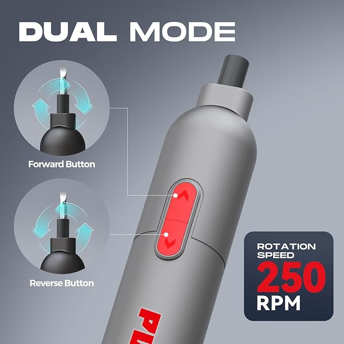 Electric Screwdriver Cordless,3.6V Screwdriver Set Rechargeable,Multitool Magnetic Screwdriver Bits,20 Pieces Bits Gifts for Men (Gray)