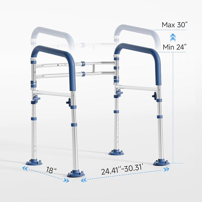 Toilet Safety Rail,Height-Adjustable Toilet Frame Width-Adjustable Toilet Handles Foldable Toilet Rail Provides Support for Seniors , Pregnant ,Disabled