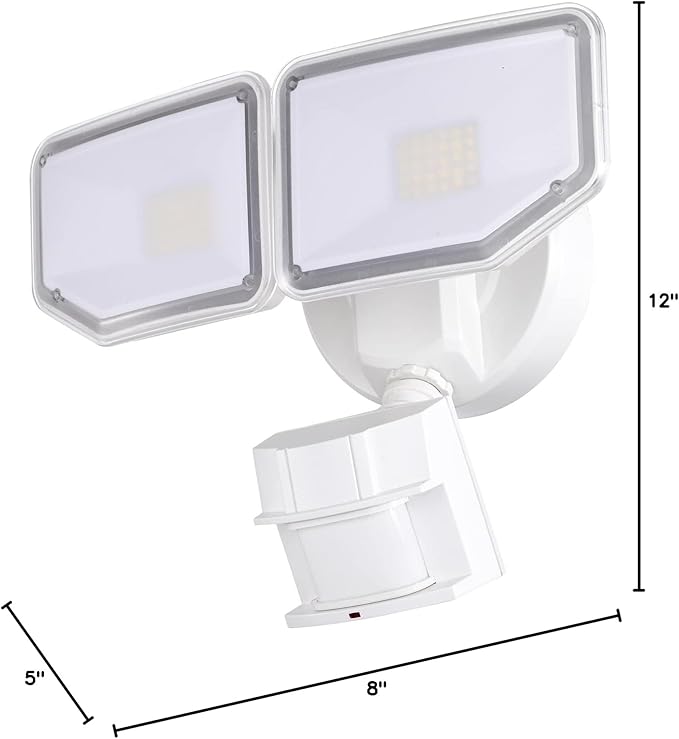 40W LED Security Lights Motion Sensor Light Outdoor, 180 Degree, 4000 LM, 5000 K, ETL Water Resistant, Clear 2 Head Motion Detector Flood Light for Garage, Yard (White)