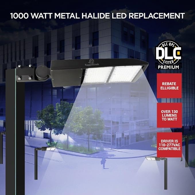 50,000 Lumen - 300 watt NextGen XT II Series LED Shoebox Lights - 170lm to watt -Dimmable - with Photocell - Slip FIT Mount -10KV Surge