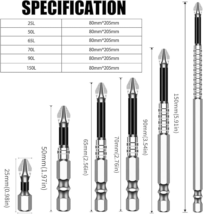 Continentau High-Magnetic Screwdriver Drill Bit Set, Magnetic Durability Screwdriver Drill Bit Set, Anti-Slip Magnetic Electric Screwdriver Set for Home Decoration, Car Repai (1pcs)
