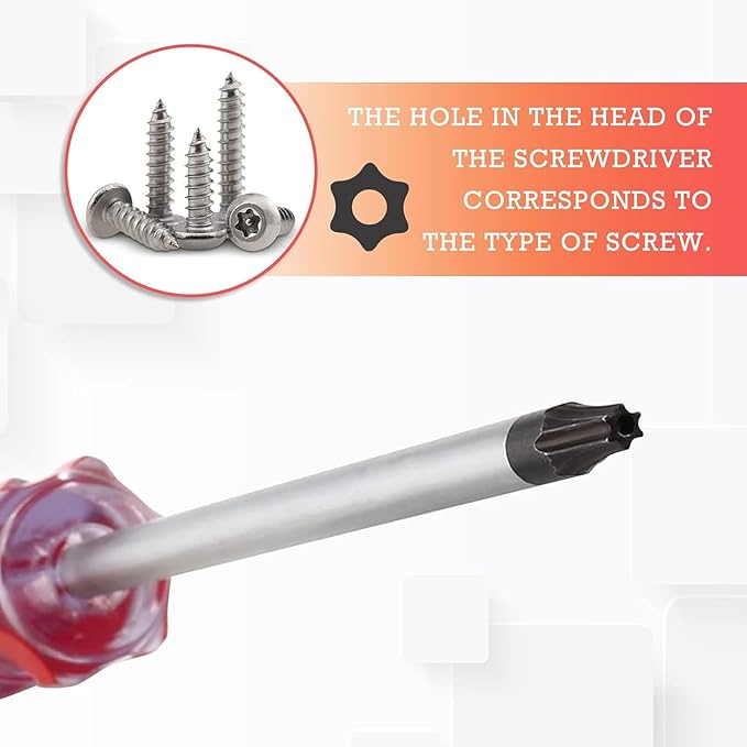 T20 Torx Security Screwdriver with Magnetic Tip Plastic Grip, Torx Screwdriver for Computer Repairing, Home Appliances(Red, 150mm/ 5.9")