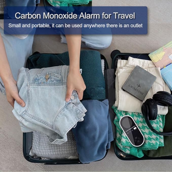 Carbon Monoxide Detectors, Carbon Monoxide Detector Plug in with Temperature Humidity Sensor Built-in, CO Level Monitor Alarm with Clear LCD Display Sound & Light Warning for Home/Hotel/RV