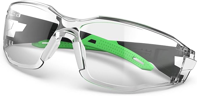 DILANCO Clear Safety Glasses Goggles, Adjustable Frames and Scratch-Resistant with No-Slip Grips Safety Glasses for Women Men