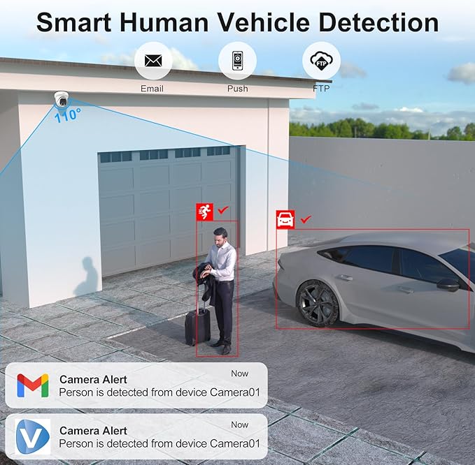 Anpviz 4K PoE IP Camera, 8MP Turret Security IP Camera Outdoor Indoor, AI Human Vehicle Motion Detection, Smart Dual Light Color Night Vision, Built-in Mic, 2.8mm Lens, Waterproof, NDAA (U Series)