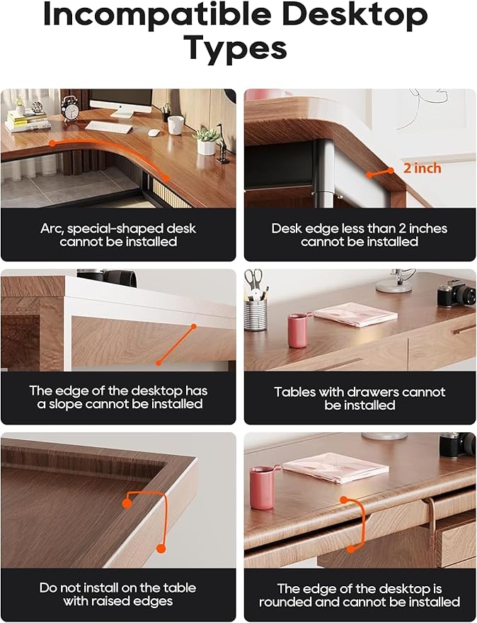 Desk Side Laptop Holder, Desk Side Storage, No Drill Side Desk Organizer, Side Desk Laptop Mount, Tablets Hanging Holder, Clamp on Desk Organizer for Laptops/Tablets/Keyboards/Headphone, White