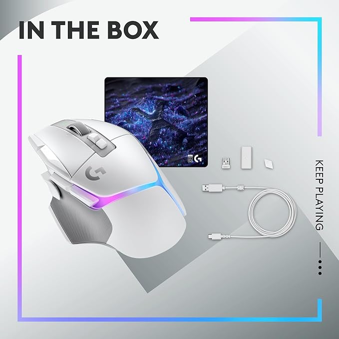 Logitech G502 X Plus Lightspeed Wireless RGB Gaming Mouse and G640 SE Large Cloth Gaming Mouse Pad (460 x 400 x 3 mm) - White