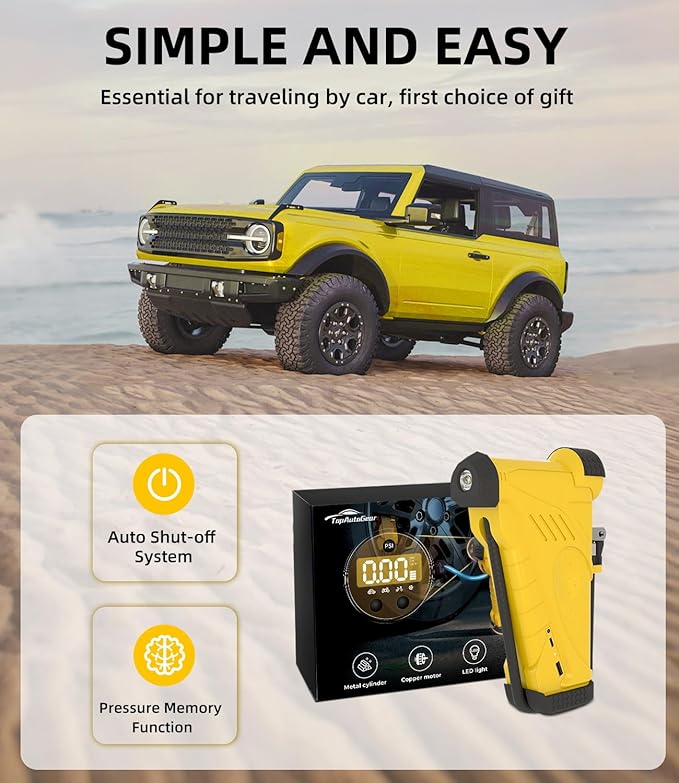 150PSI Tire Inflator Portable Air Compressor, 12V/20V Dual Power, USB Output, Ideal Air Pump for Car Tires, Off-Road, Truck, Motorcycle, Ball Sports