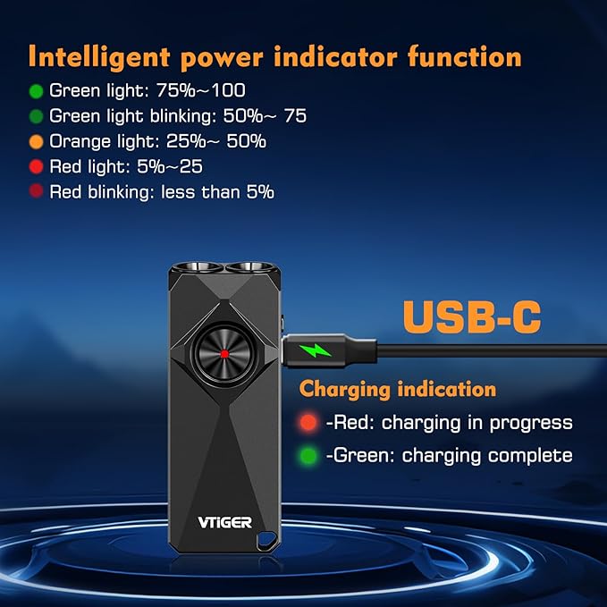 VTIGER K1 Keychain Flashlights, 800 Lumens Portable Flat Little Light,USB Rechargeable Mini Pocket EDC Flashlight with Clip,Compact LED Keyring Lights with Magnet for Everyday Carry,Camping,Emergency