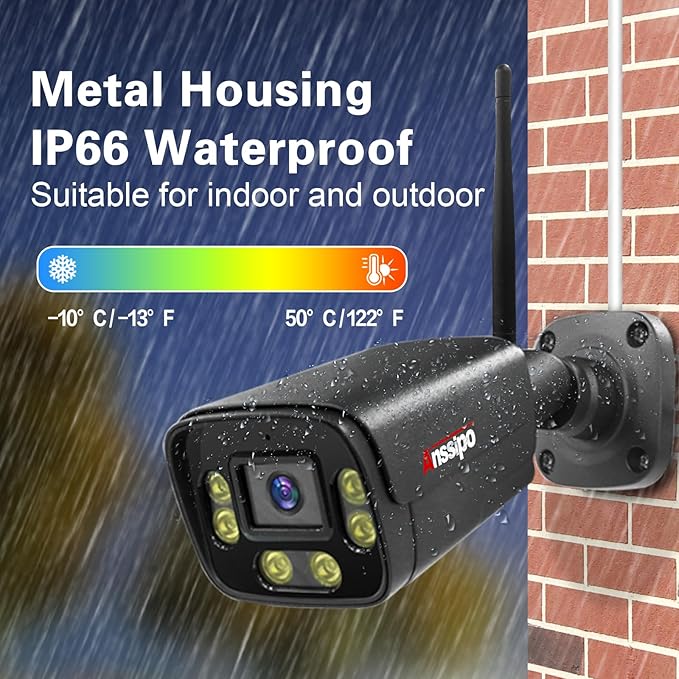 8 Channel Wireless Security Camera System, H.265 WiFi NVR Camera System, 8X 3MP Wired Outdoor Indoor Cameras with 2-Way Audio, Face/Motion Detection, Color Night Vision, Dual Alarms, Smart Playback