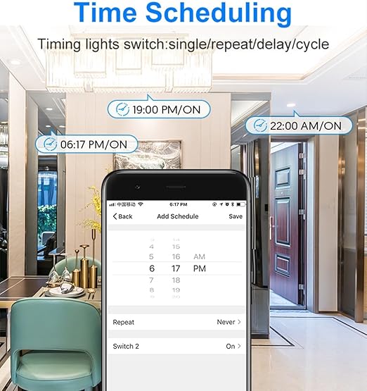 Nexete Smart Dual Light Switch, 2 in 1 Single Pole Double, Remote Voice Control Smart Life App Compatible With Alexa Google Assistant, 2.4GHz Wi-Fi Neutral Wire Required, White (2-Pack)