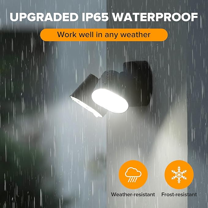 LUTEC 35W 4000LM LED FloodLights with 2 Sensors, Motion Sensor Outdoor Lights 5000K Dusk to Dawn, IP65 Waterproof 240 Wide Angle Motion Outdoor for Garage, Patio, Yard(2 Pack)
