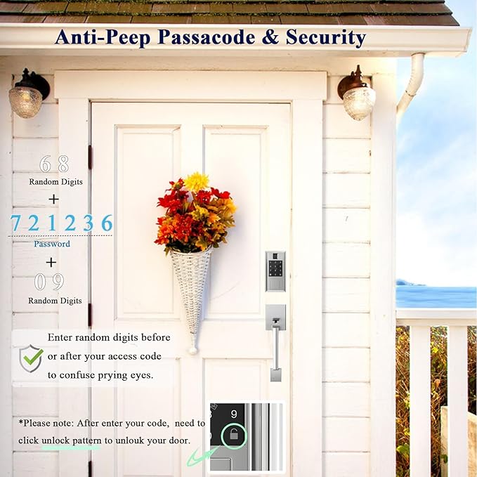 Smart Locks for Front Door with Lever Handle Set, Keyless Entry Door Lock, Fingerprint & App Control, Touchscreen Keypad Deadbolt, Auto Lock, Satin Nickel