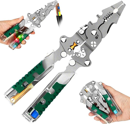 18 In 1 Folding Stylus Screwdriver Wire Stripper, 2025 New Foldable Wire Strippers with Voltage Detector, Compact Multi-tool Wire Stripping Pliers, Electrician Pliers for Cutting & Pulling Wires Cable
