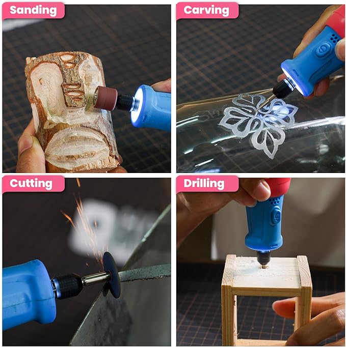 HARDELL 8V Cordless Rotary Tool, 80PCS Accessories, 6 Variable Speed Rotary Tool Kit with Digital Display, Type-C Charging, Mototool for Engraving/Sanding/Polishing/DIY Crafts