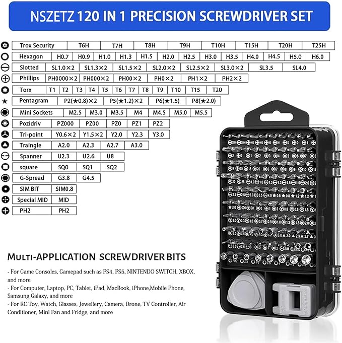 115-in-1 Precision Screwdriver Set, Mini Professional Magnetic Repair Tool Kit, Small Screwdriver for Phone, Computer, Watch, Laptop, Macbook, Game Console, Electronic, Toys Repair