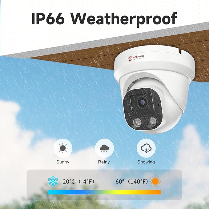 Anpviz 4K PoE IP Camera, 8MP Turret Security IP Camera Outdoor Indoor, AI Human Vehicle Motion Detection, Smart Dual Light Color Night Vision, Built-in Mic, 2.8mm Lens, Waterproof, NDAA (U Series)