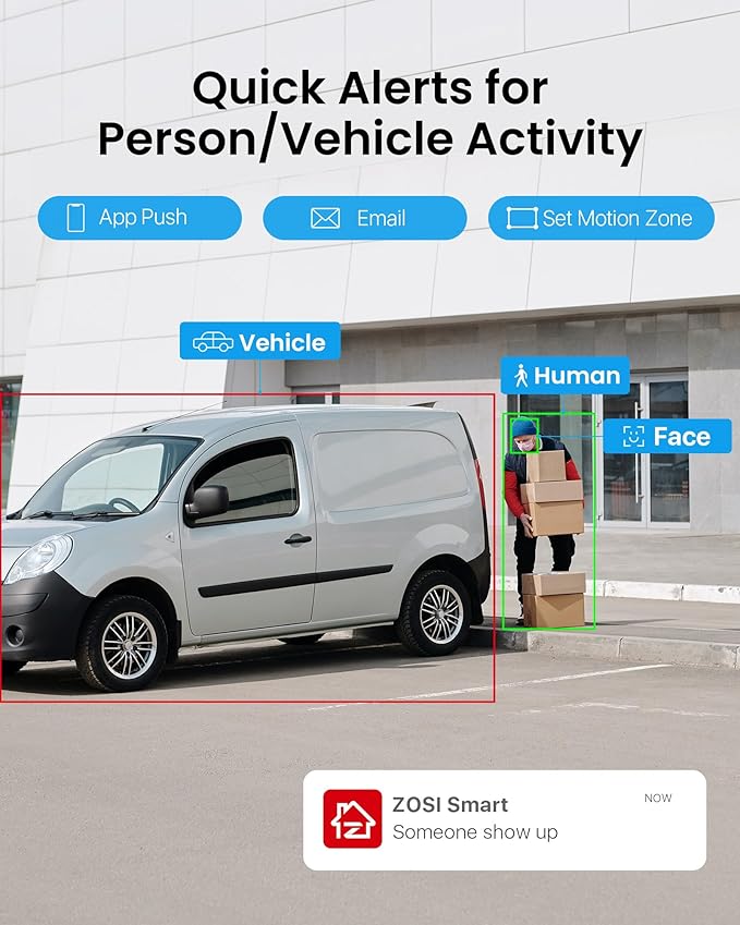 ZOSI 32CH 4K PoE Security Camera System, Face Person Vehicle Detection, 2 Way Audio, Spotlight Siren, 32pcs 8MP Outdoor Indoor IP Cameras, 32 Channel 4K NVR with 8TB HDD for 24/7 Recording