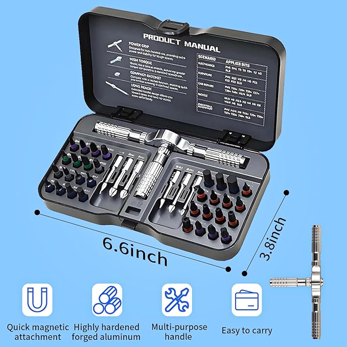 2025 New 42 in 1 Magnetic Screwdriver Set, DIY Ratchet Screwdriver Set with Detachable Handle, Portable Compact Repair Tool Kit for Furniture Laptop Electronicsv Bicycle