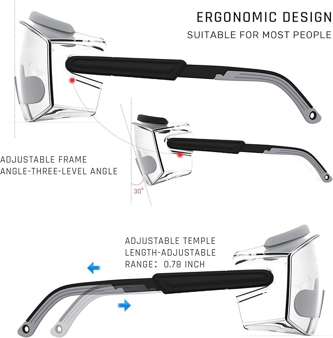 Anti Fog Safety Glasses Safety Goggles Over Glasses Protective Glasses with Anti Scratch Lenses Adjustable