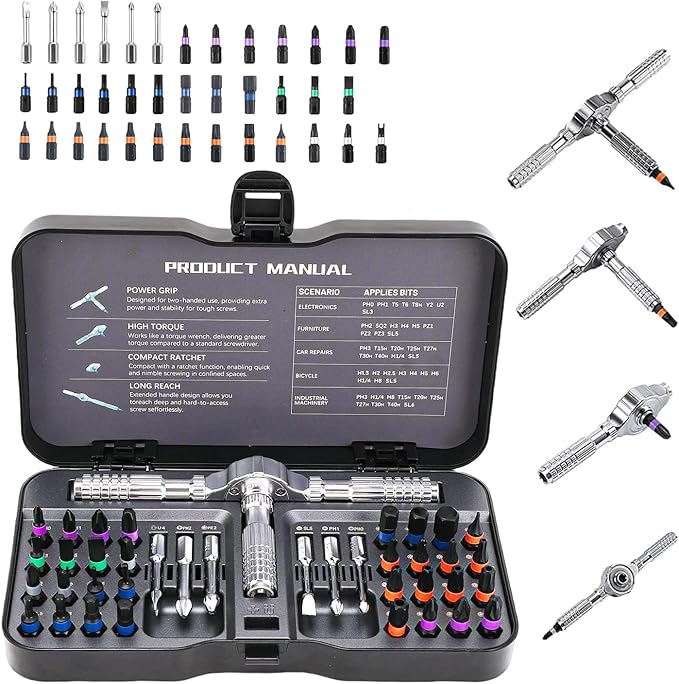 2025 New 42 in 1 Magnetic Screwdriver Set, DIY Ratchet Screwdriver Set with Detachable Handle, Portable Compact Repair Tool Kit for Furniture Laptop Electronicsv Bicycle