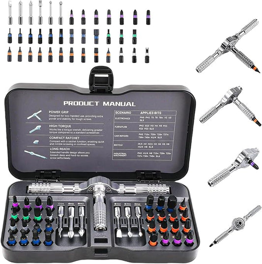 2025 New 42 in 1 Magnetic Screwdriver Set, DIY Ratchet Screwdriver Set with Detachable Handle, Portable Compact Repair Tool Kit for Furniture Laptop Electronicsv Bicycle