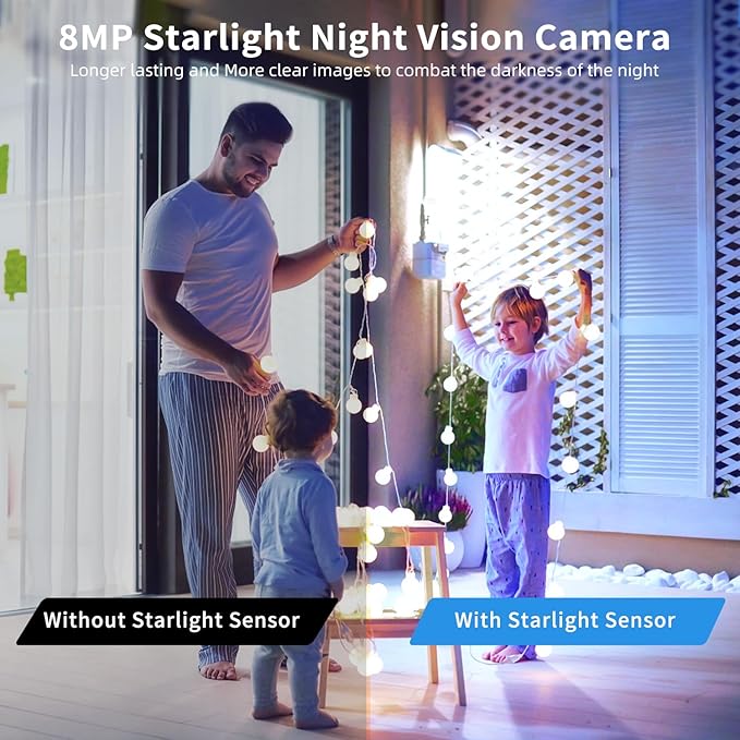8MP IP Camera, DMSS/SmartPSS Lite, 4K PoE Turret Outdoor Starlight Camera with Mic Audio, Human/Vehicle Detection, IVS, Intrusion Tripwire Alarm, 2.8mm 125°Wide Angle, Metal IP67, H265+, 256GB