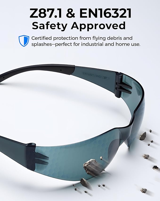 toolant Bulk Clear Safety Glasses with ANSI Z87.1 / UV 400 Standard, Eye Protection for Shooting, Construction and Laboratory
