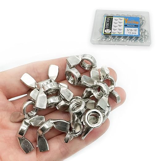 15 Pcs 5/16"-18 Wingnuts 304 Stainless Steel Wing Nuts Fasteners Parts Butterfly Nut, Hand Twist Tighten Hardware Nuts Butterfly Wing-Nut