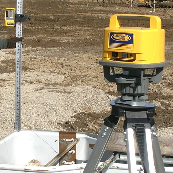 Spectra Precision LL500 Self-Leveling Laser Level with HL700 Receiver, C70 Rod Clamp, Alkaline Batteries, Carry Case, Yellow