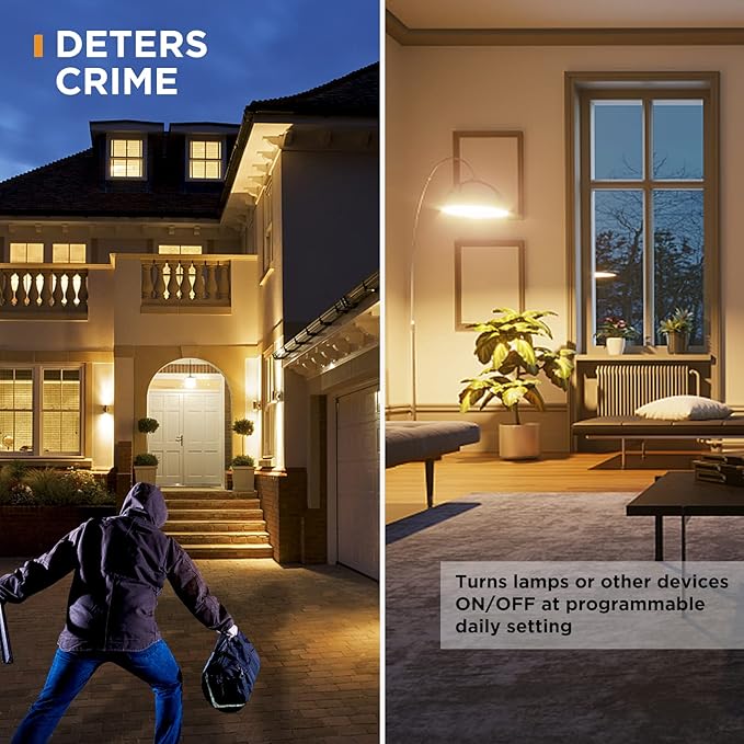 G-Homa Timer Outlet Electric Indoor with 2 Grounded Outlet,Plug-in 24-Hour Mechanical Timers,Daily On/Off Cycle,Energy Saving for Lamps, Seasonal, Christmas Lights and Holiday Decorations (2 Pack)