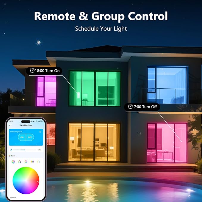 DAYBETTER Smart Light Bulbs, Smart Bulb That Compatible with Alexa & Google Home, 2.4G WiFi Bluetooth Alexa Light Bulbs, RGBCW Color Changing LED Light Bulb, 60W Equivalent, 800LM, 6Pack