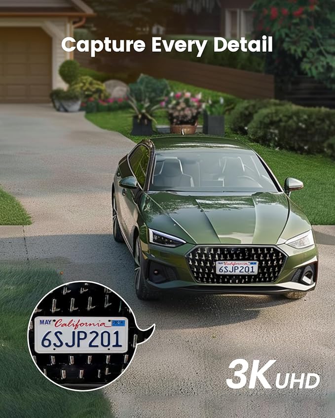 AOSU Solar Security Camera Wireless Outdoor System, 3K/5MP Battery Powered WiFi Camera for Home Security, Panoramic PTZ, Auto Tracking, Human/Vehicle Detection, Night Vision, Spotlights, 2-Way Talk