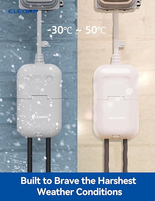 ELEGRP PQR20 Outdoor Smart Plug Waterproof IP66, WiFi Plug with 2 Individually Sockets, Compatible with Alexa & Google Assistant, Smart Outdoor Outlet for String Lights, UL Certified, 2 Pack, Grey