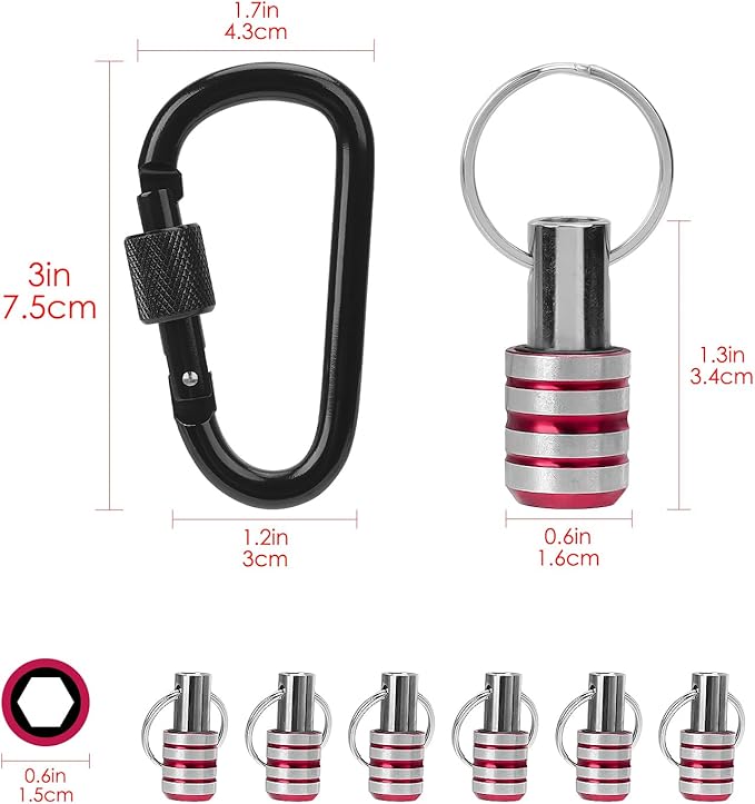 LUEXBOX 1/4 Inch Bit Holder Keychain, Hex Screwdriver Bits Holder Extension Bar, Quick Change Screw Bit Holder for Most Electric, Hand-held Screwdrivers and Drill Bits (C: Red 6pack)