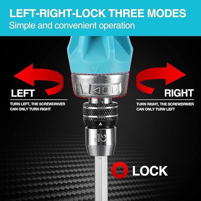 DURATECH 2PCs Ratcheting Screwdriver Set, 12-in-1 Multi-bit Standard/Stubby Screw Driver Set, Premium S2 Steel, Innovated Bits Quick-Load Mechanism, with Phillips, Slotted, Torx, Square Bits