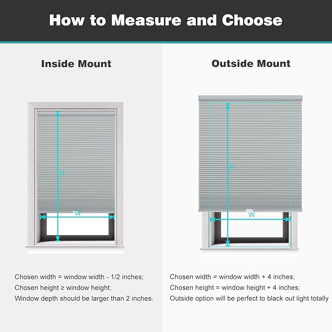 Changshade Custom Cordless Cellular Shades, Blackout Honeycomb Shades for Windows, Pull Down Pleated Blinds, Easy to Install for Indoor Windows and French Doors, Grey