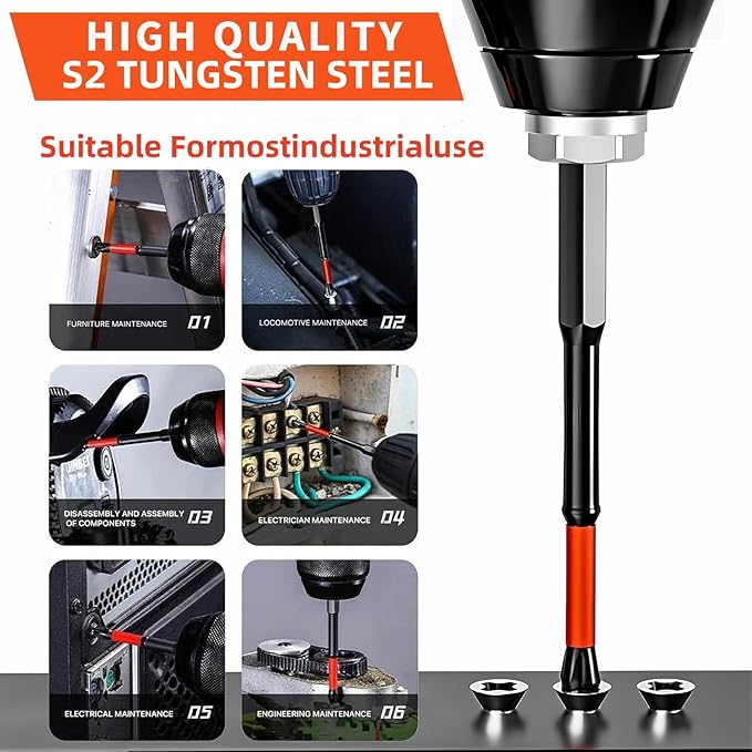 22Pcs Magnetic Screwdriver Bit Set-Phillips Impact Anti Slip Bits and Right Angle Drill Attachment & Short Screwdriver Bits, Used for Electric Hand Tool