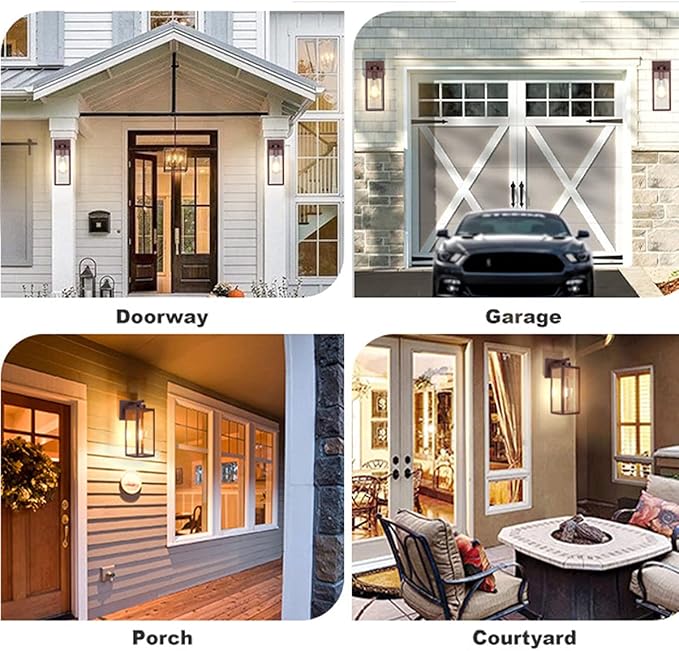 Tipace Dusk to Dawn Outdoor Wall Lantern,Brown Sensor Exterior Light Fixtures,Exterior Wall Sconce with Clear Glass Shade for Doorway Entryway Garage 2 Pack (Bulb Not Included)