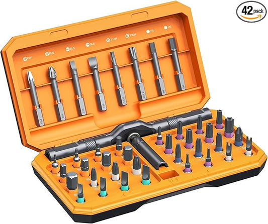 ORIA Screwdriver Kit, 42 in 1 Ratchet Screwdriver Set, Magnetic Precision Repair Tool Kit with DIY Rotatable Handle, 40 PCS Bits for Home Appliances, Bicycle Repair
