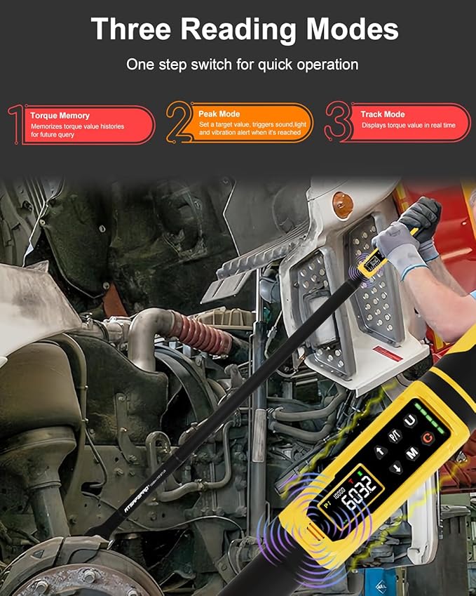 Digital Torque Wrench 3/4-Inch Drive, 15-1000 Nm (11-737.5 ft-lb), ±2% Accuracy, Vibration/Buzzer /LED Alert, 5 Units, 9 Presets & 500 Data Storage, 3/4 Torque Wrench for Truck, Heavy Machinery