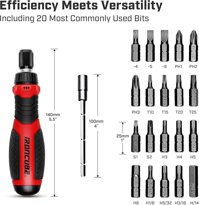 Multi Ratcheting Screwdriver Set: 21 in 1 Magnetic Multiple bits Suitable for Everyday Household Use