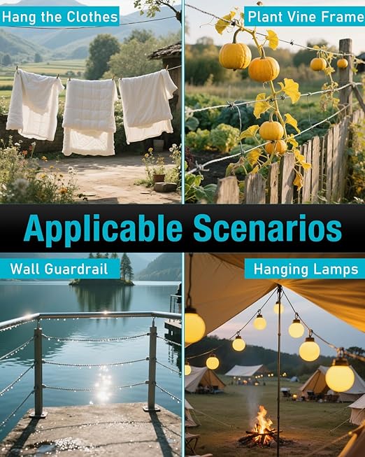 Lichamp 350FT 1/8" Stainless Steel Wire Rope Cable, Aircraft 316 SS Braided Steel Wire Thin Metal Cable Hardware for Deck Railing Handrail Safety System, SSC350