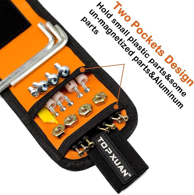 Magnetic Wristband for Tools Holder Wrist Magnets 15 Magnets for Carpenter DIY Handyman Compatible with Screws Nails Drilling Bits Woodworking Tools for Men Gifts for Men