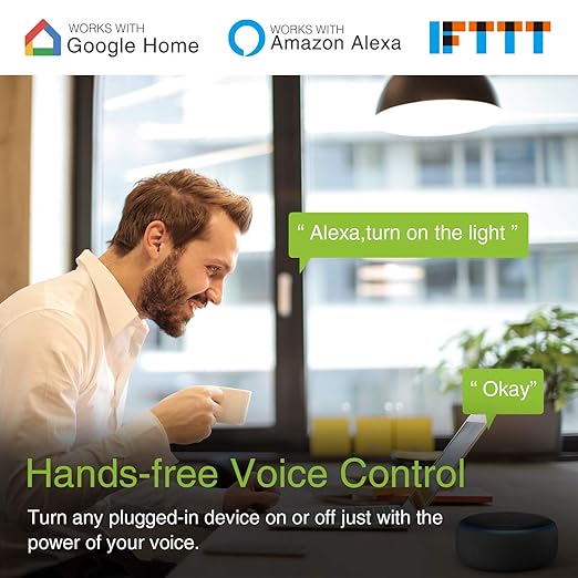 GHome Smart Mini Smart Plug Compatible with Alexa and Google Home, WiFi Smart Outlet Socket Remote Control with Timer Function, Only Supports 2.4GHz Network, No Hub Required, ETL FCC Listed