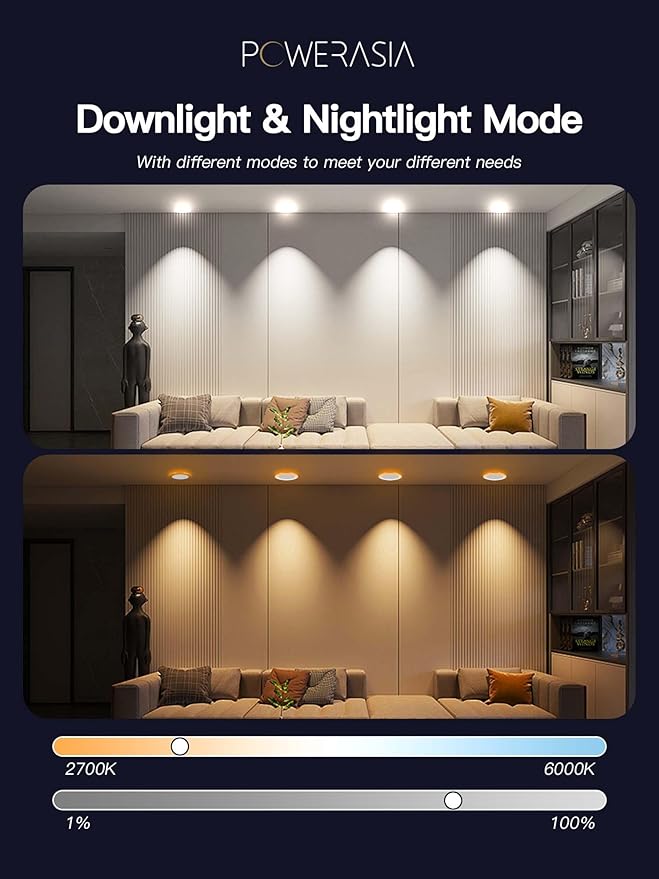12 Pack 6 Inch Smart LED Recessed Lighting with RGB Back Light, 12W 1200LM Smart LED Recessed Lights with Junction Box, 2700K-6000K Color Changing Work with Google Assistant/Siri, Hub INCL