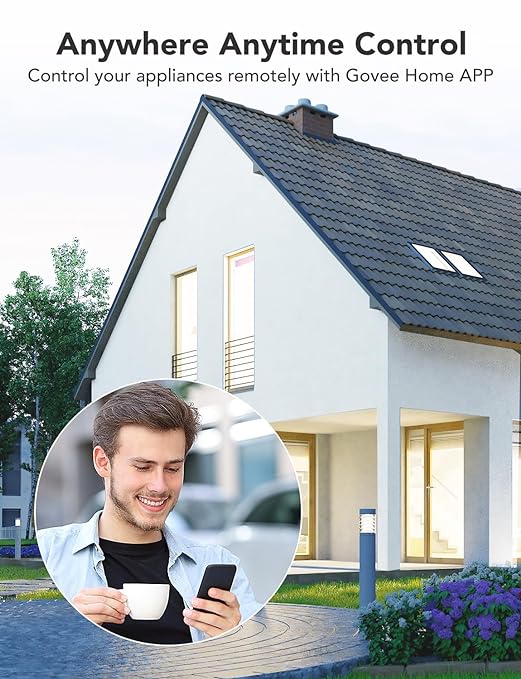 Govee Smart Plug with Energy Monitoring, WiFi Bluetooth Plug Work with Alexa and Google Assistant, 15A Smart Outlets with Timer & Group Controller, No Hub Required, ETL&FCC Certified for Home, 2 Pack